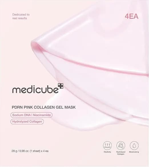 medicube Máscara de gel de gelatina de colágeno rosa PDRN de Salmon DNA PDRN para piel brillante