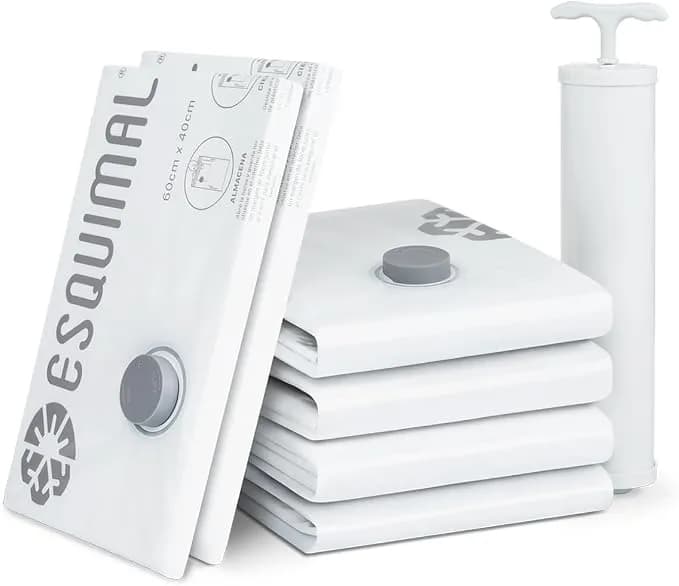 ESQUIMAL Bolsas de Almacenamiento de Compresión al Vacío (6 pzas 80x100 cm) y Bomba de Aire