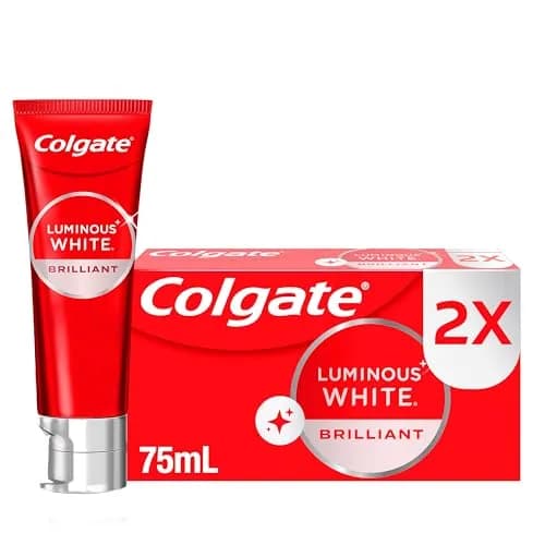 Colgate Pasta Dental Blanqueadora Luminous White Brilliant White 2x75 ml. Remueve Manchas