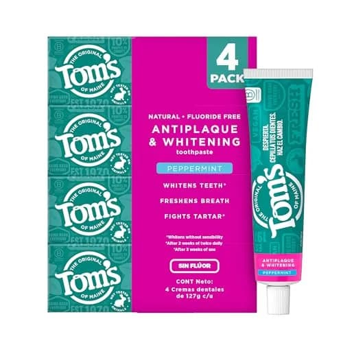 Tom's of Maine Pasta Dental sin Fluór Blanqueadora Antiplaca 4 pack. Combate la Formación de Sarro
