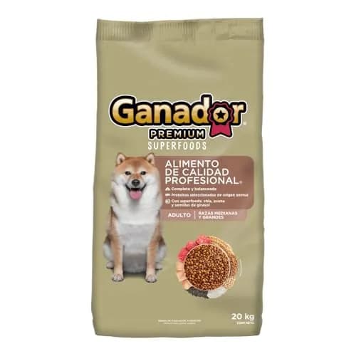 Ganador Premium Superfoods 20kg, Alimento para Perros Adultos de Razas Medianas y Grandes